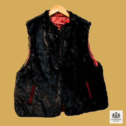 Black-Red Reversable Faux Fur Gilet