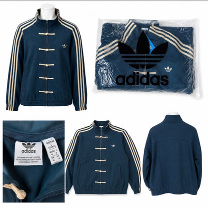 Chinese Inspired Track Jacket Blue Cream Trefoil