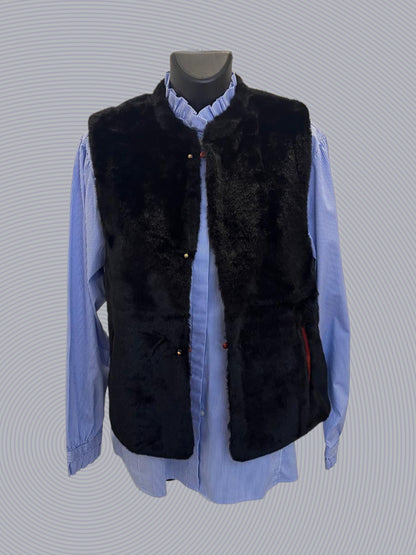 Black-Red Reversable Faux Fur Gilet