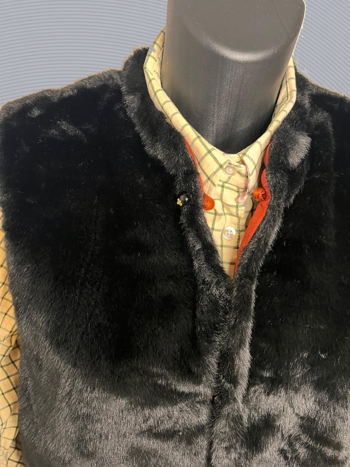 Black-Red Reversable Faux Fur Gilet