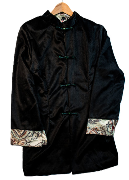 Womans Black Velvet 3/4 Length Coat (lightweight)