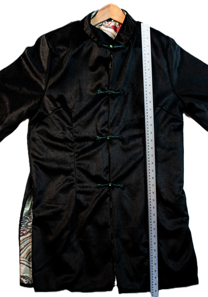 Womans Black Velvet 3/4 Length Coat (lightweight)