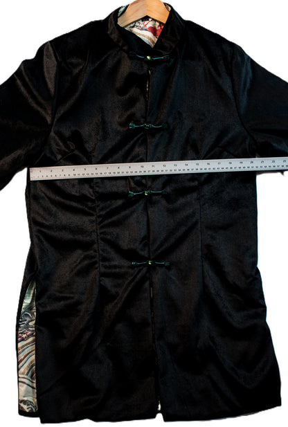 Womans Black Velvet 3/4 Length Coat (lightweight)