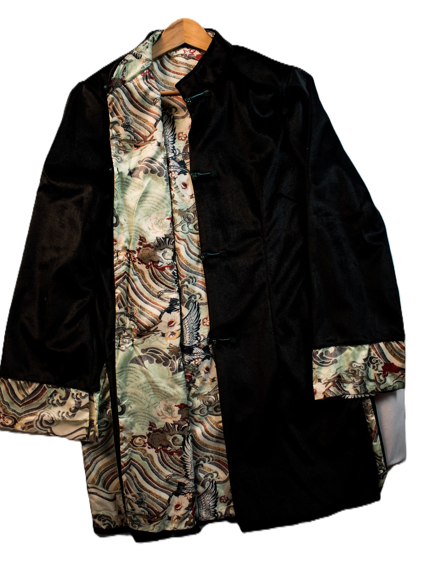 Womans Black Velvet 3/4 Length Coat (lightweight)